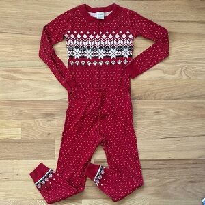 Hanna Andersson red holiday winter theme unisex kids pajamas size 5